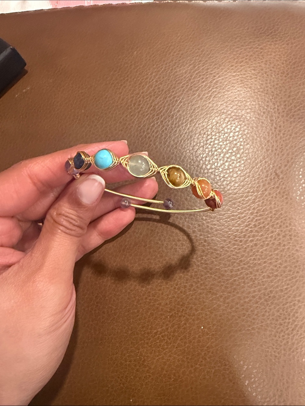 Gold-Tone Multistone Wire Hair Cuff - Turquoise, Amber, Coral, Blue
